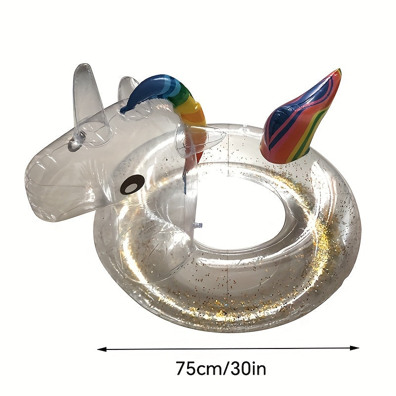 Glitter Unicorn Swimming Ring - Inflatable & Transparent