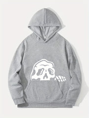 Skeleton Print Hoodie Men's Graphic Pullover Hooded Sweatshirt