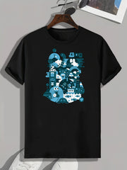 Cartoon Print Men's Graphic Tee Summer Casual Comfy Tshirt