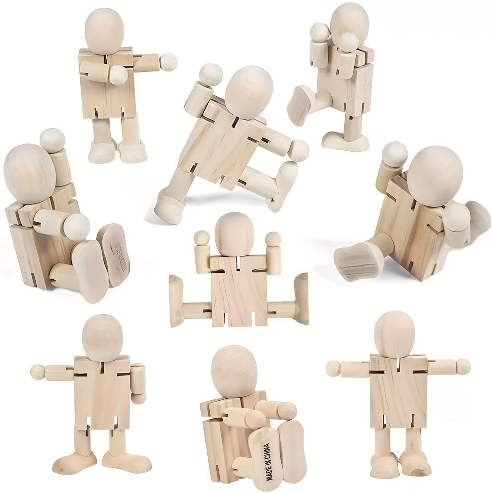2pcs Wooden Embryo Robot DIY Colored Wooden Ornaments