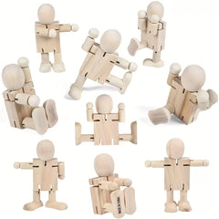 2pcs Wooden Embryo Robot DIY Colored Wooden Ornaments