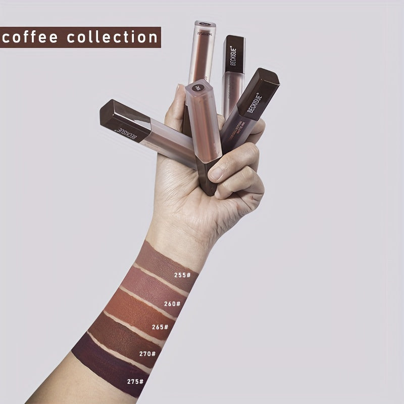 Coffee Nude Matte Velvet Lipstick Set of 5 Dark Light Coffee Lip Glaze