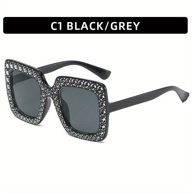 Oversized Rhinestone Decor Sunglasses Gradient Glasses UV400