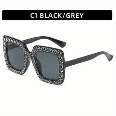 Oversized Rhinestone Decor Sunglasses Gradient Glasses UV400