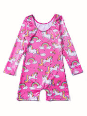Stretch Unicorn One Piece Gymnastics Tights Leotard