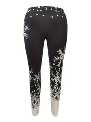 Snowflake & Dot Print High Rise Leggings