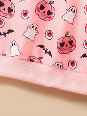 Girls Pumpkin Print Sweatshirt Long Sleeve Pullover Top