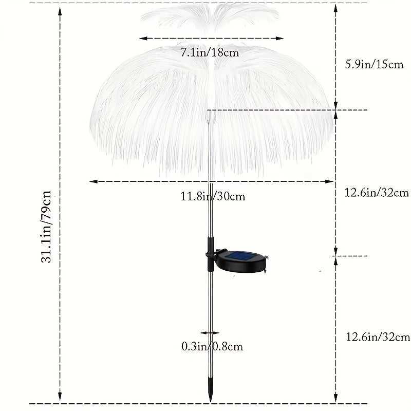 2pcs Solar Jellyfish Fiber Optic Lights for Outdoor Garden Decoration