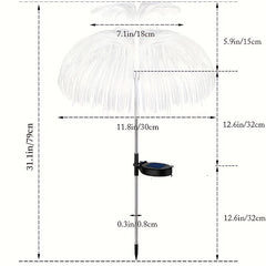 2pcs Solar Jellyfish Fiber Optic Lights for Outdoor Garden Decoration