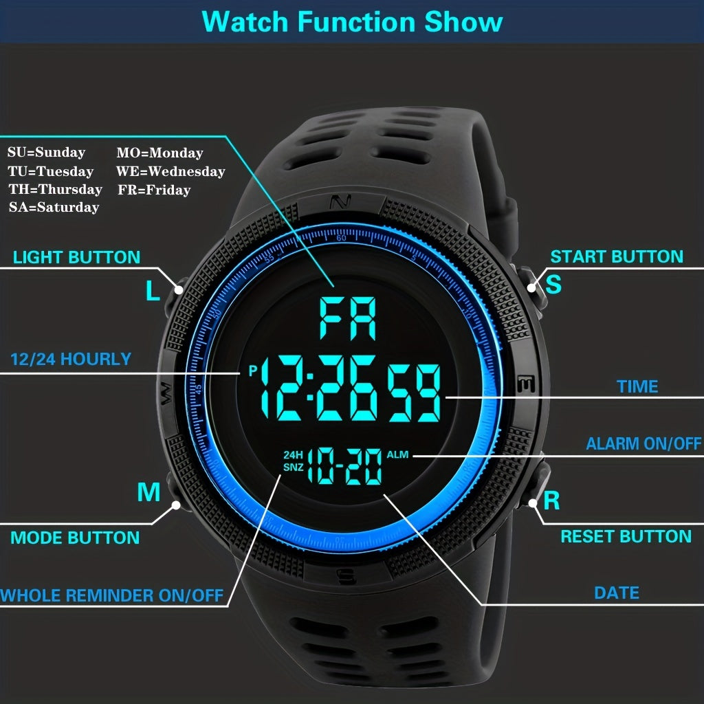 Outdoor Luminous Sports Electronic Watch Student Waterproof Watch