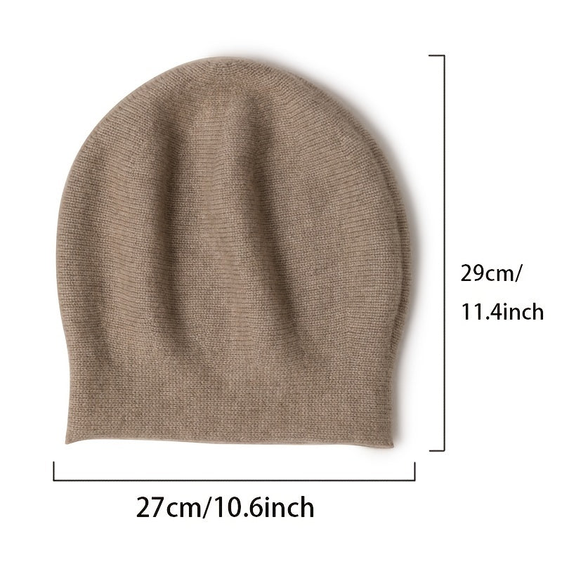 100% Cashmere Beanie Winter Hats Solid Knit Unisex Hat