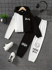 Girl's 2pcs Hoodie & Sweatpants Set BABY Print Casual Outfits