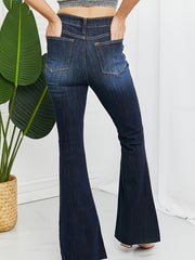 Flared Leg Jeans Medium Wash Button Fly