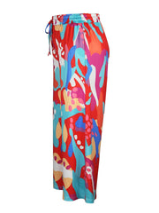 Wide Leg Trousers with Random Print