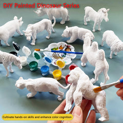 Kids Painting Set with 2 Big Animals, 6 Colors, Brush, Palette