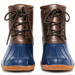 Thermal Waterproof PVC Duck Boots Lace Up Flat Wear Resistance Non Slip