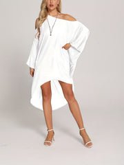 One Shoulder Cover Up Shirt Asymmetrical Neck Loose Fit
