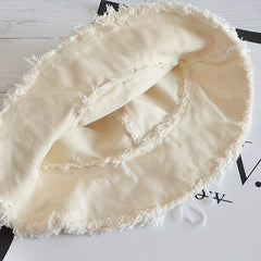 Vintage Frayed Brim Washed Bucket Hat for Women