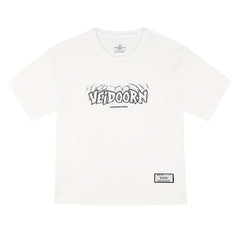 Men's Letter Print T shirt Casual Comfy Slightly Stretch Crew Neck Tee