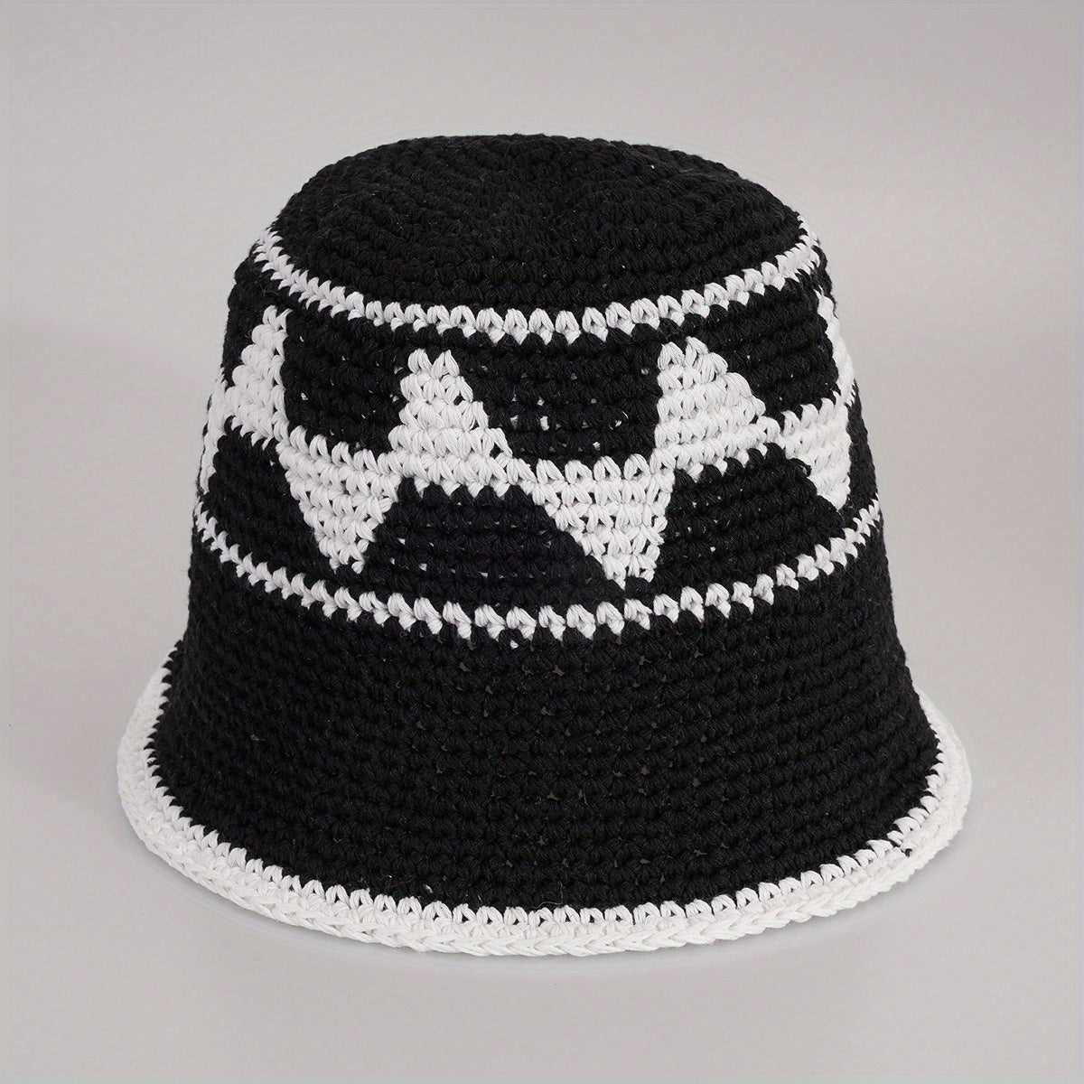 Vintage Plaid Crochet Bucket Hat Classic Basin Hat Casual Breathable Cloche Hats