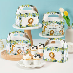 4pcs Polychrome Jungle Animals Treat Boxes 6 Inch