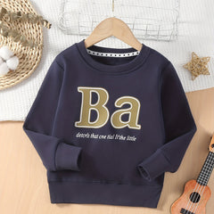 BA Letter Print Kid's Sweatshirt Long Sleeve Top Crew Neck Pullover