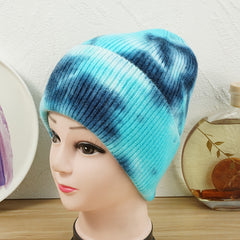 Tie Dyed Beanie Woolen Hat Women Gradient Knitted Warm Gift For Her