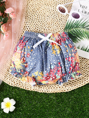 Baby Girls Elastic Waist Ruffle Trim Shorts