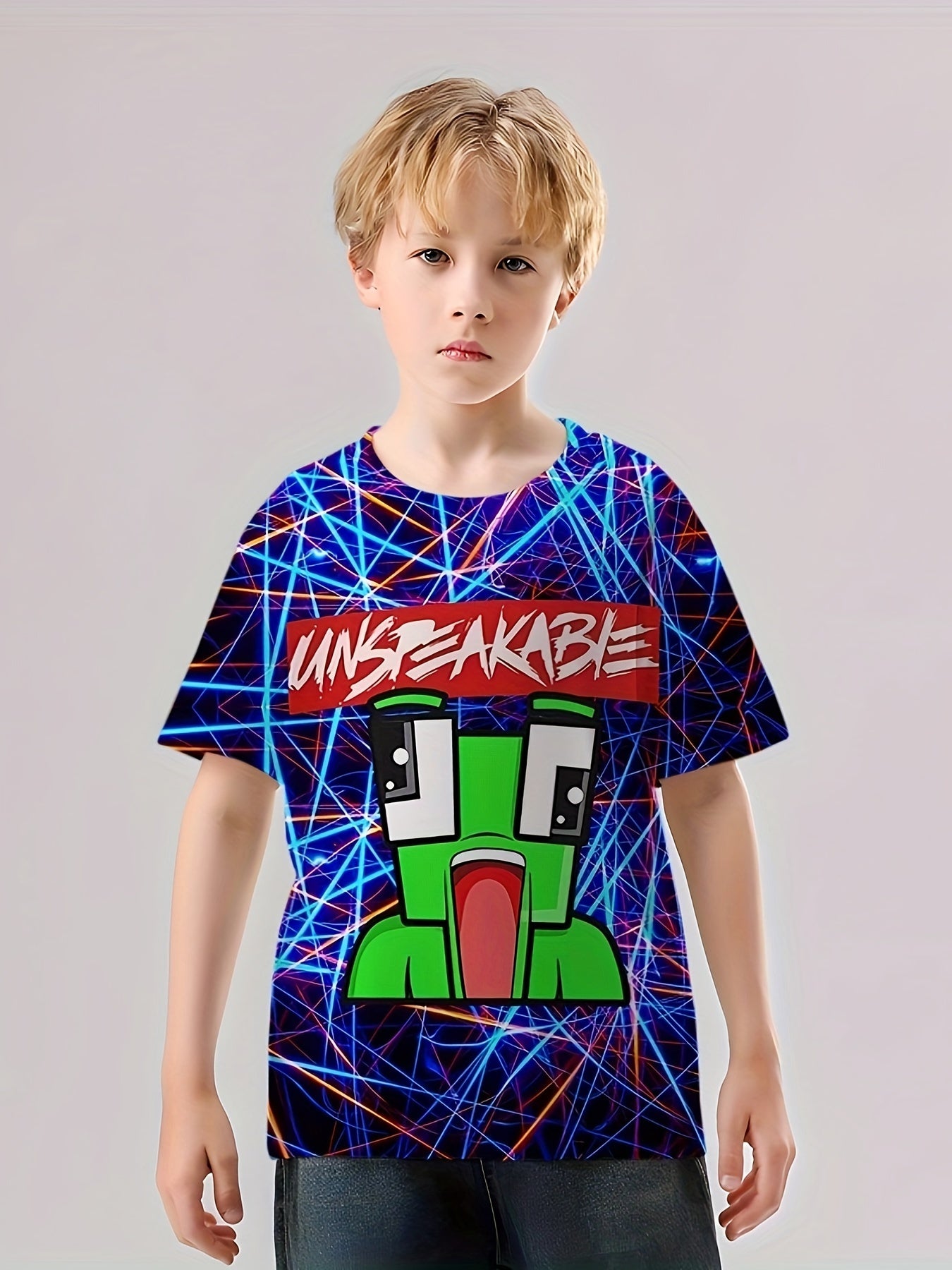 Patterned Graphic 3D Print Short Sleeve T-shirt for Girls