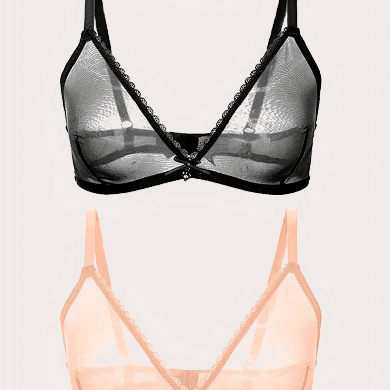 2pcs Lace Mesh Wireless Bras Unlined Bra