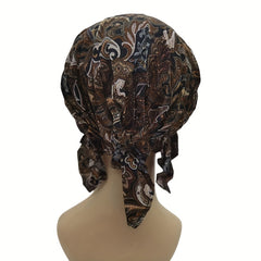 Vintage Paisley Print Turban Cap Women Head Wrap Elastic Hijab Beanie