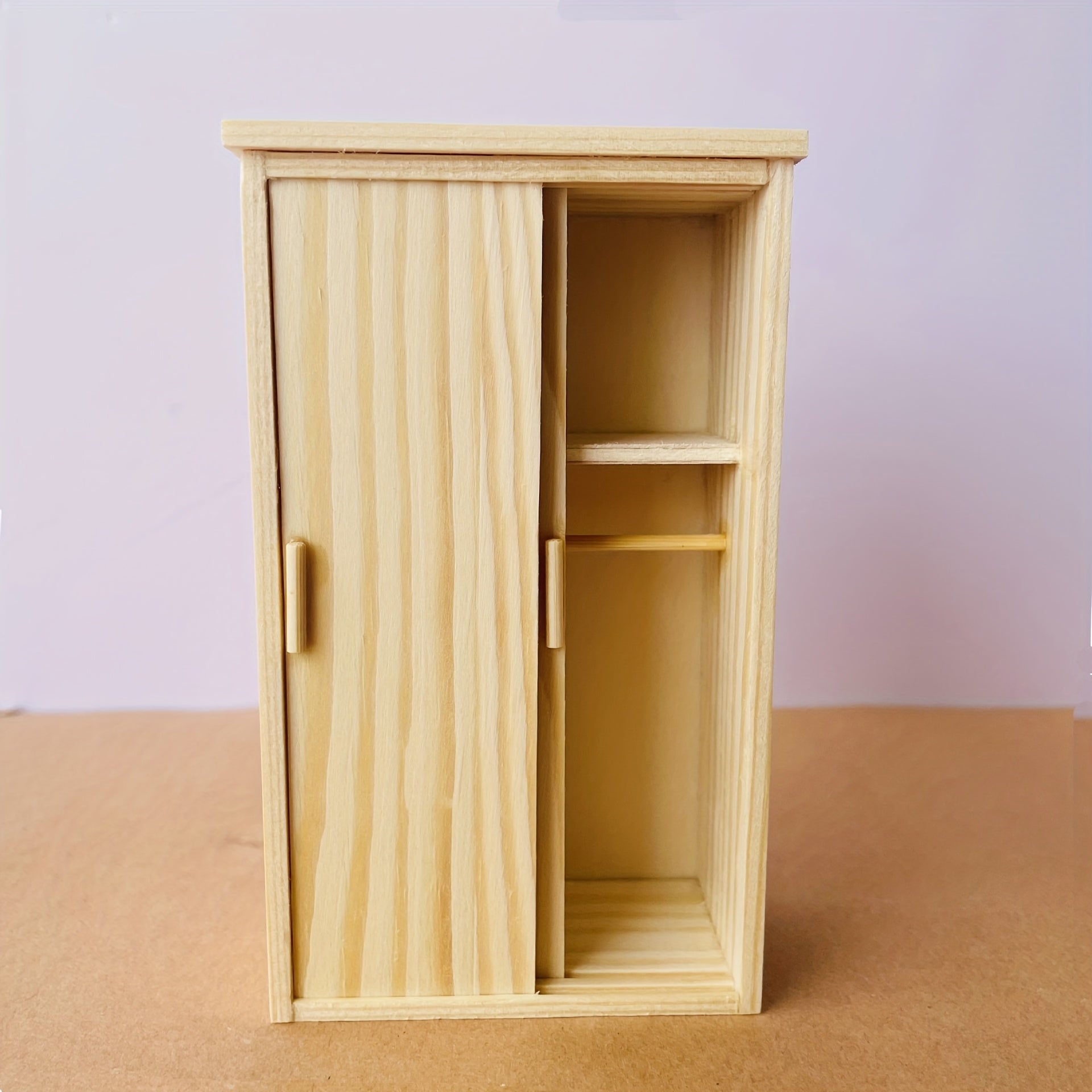 1:12 Scale Dollhouse Wardrobe Recycled Wood Closet with Sliding Door