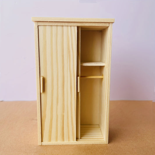 1:12 Scale Dollhouse Wardrobe Recycled Wood Closet with Sliding Door