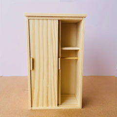 1:12 Scale Dollhouse Wardrobe Recycled Wood Closet with Sliding Door