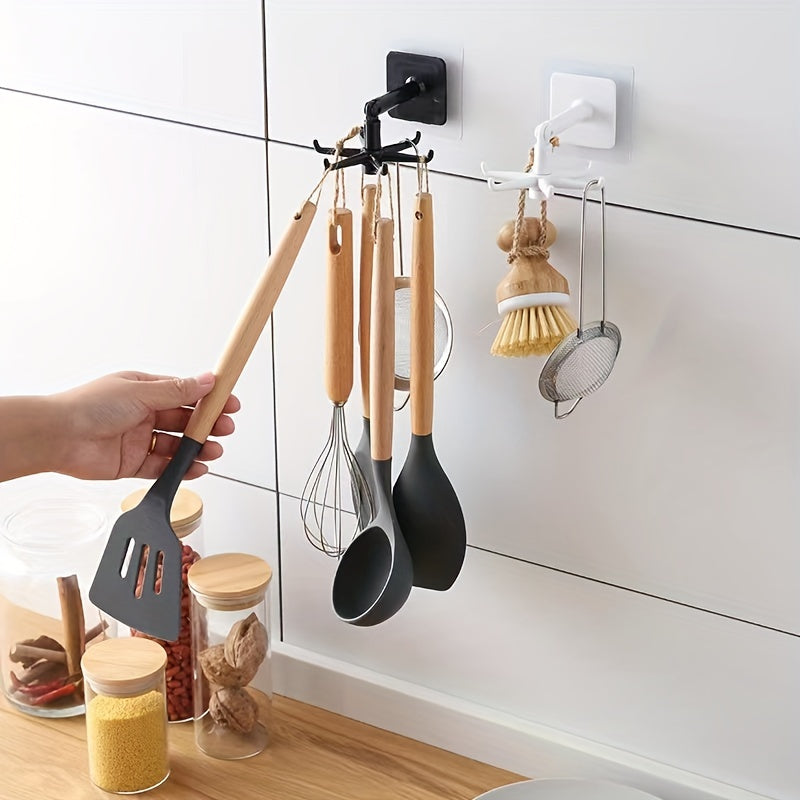 6-Hook Under Cabinet Utensil Holder, 360 Rotatable Kitchen Hooks
