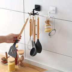 6-Hook Under Cabinet Utensil Holder, 360 Rotatable Kitchen Hooks