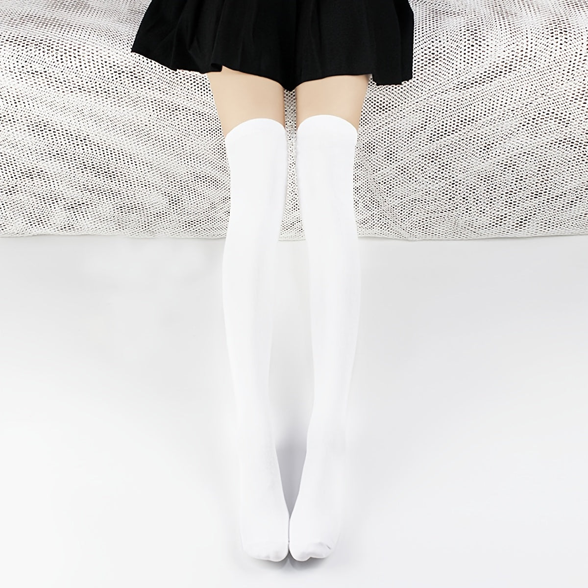 Solid Thigh High Socks Thin All match Over The Knee Socks Women's Stockings