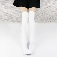Solid Thigh High Socks Thin All match Over The Knee Socks Women's Stockings