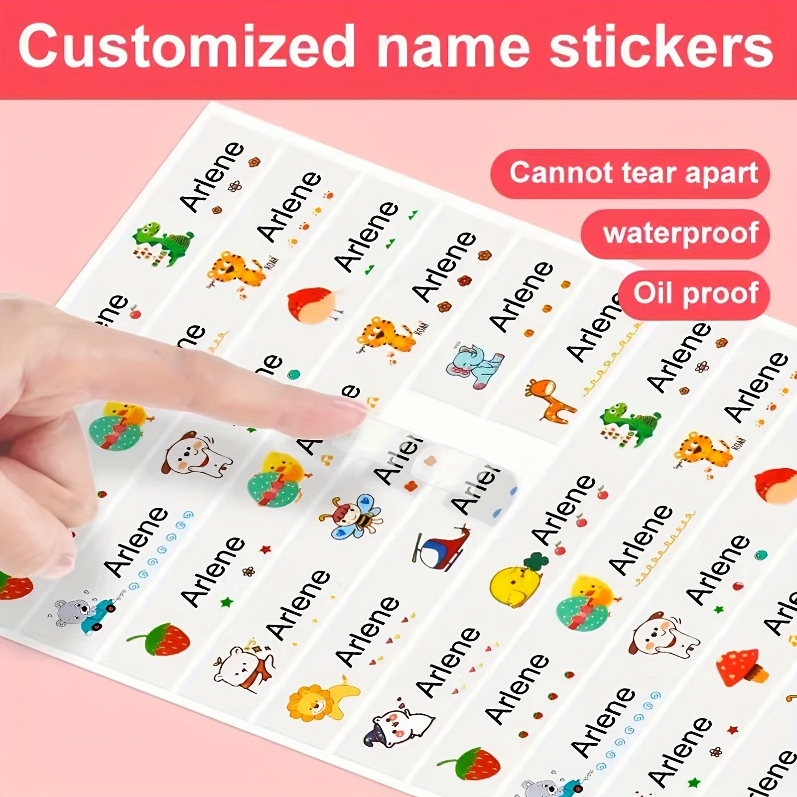 Custom Cartoon Name Tag Stickers Waterproof Labels Medium Size 3.0x1.09 Cm