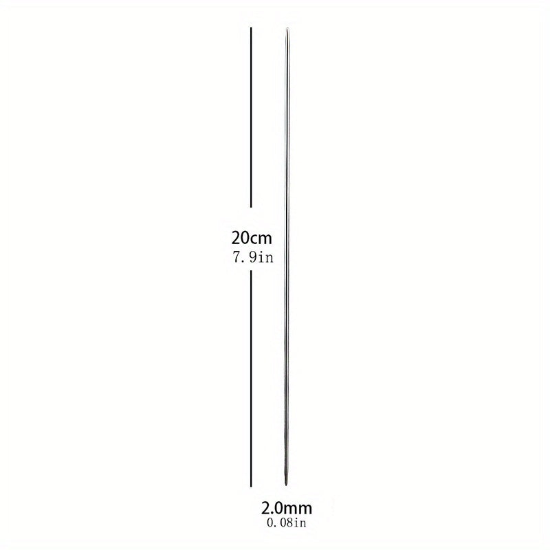 6pcs 7.87in Double-Ended Stainless Steel Knitting Needle Set