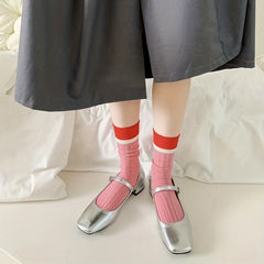 Colorblock Crew Socks - Comfy & Breathable Mid Tube Socks
