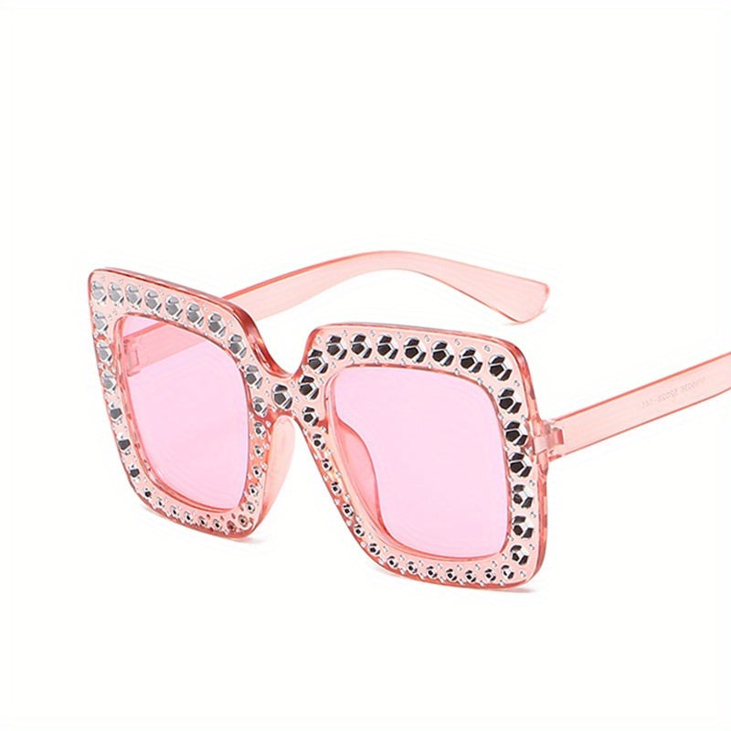 Oversized Rhinestone Decor Sunglasses Gradient Glasses UV400