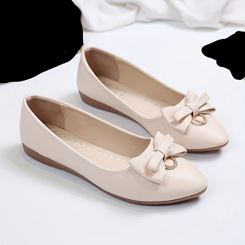 Women's Bowknot Pointed Toe Slip On Non Slip Ballet Flats