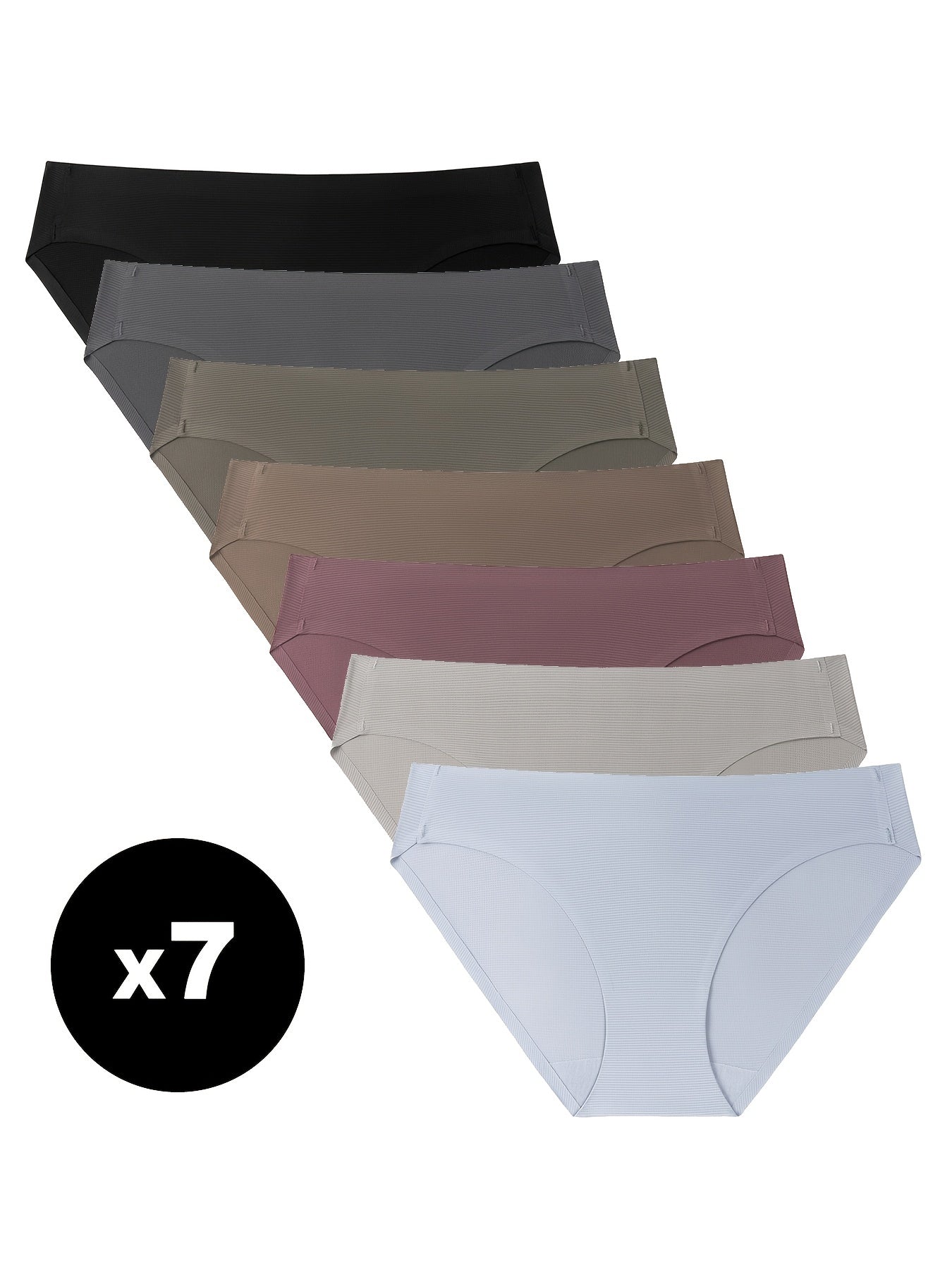 7pcs Seamless Solid Bikini Panties Stretchy Intimates Women's Lingerie