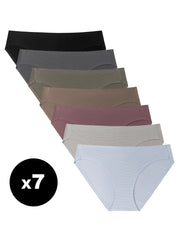 7pcs Seamless Solid Bikini Panties Stretchy Intimates Women's Lingerie