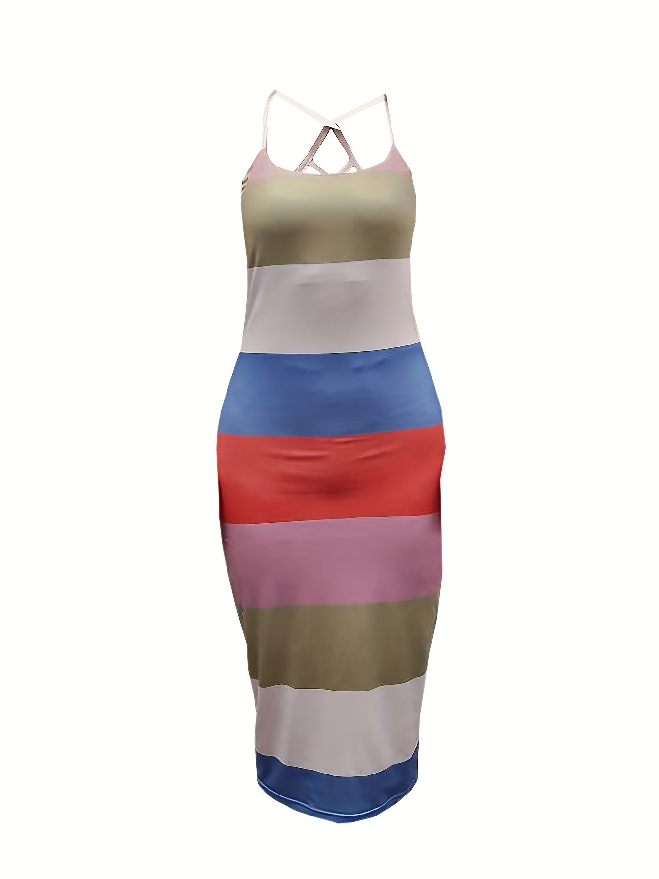 Floral Print Bodycon Criss Cross Dress Backless Spaghetti Dress