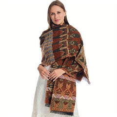 National Style Warm Blanket Fringed Shawl Wrap