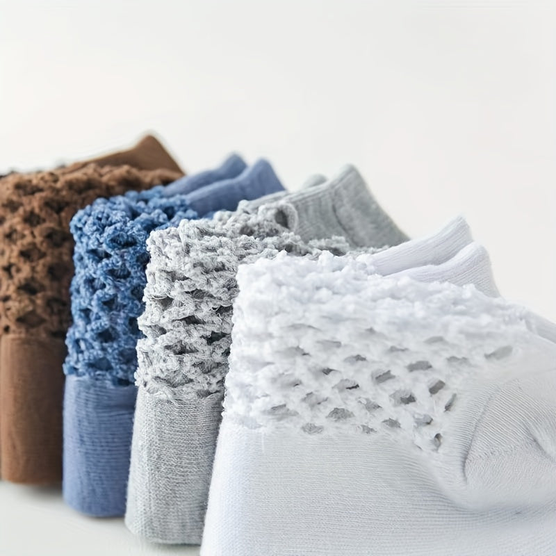 5 Pairs Men's Breathable Mesh Ankle Socks for Sports & Fitness