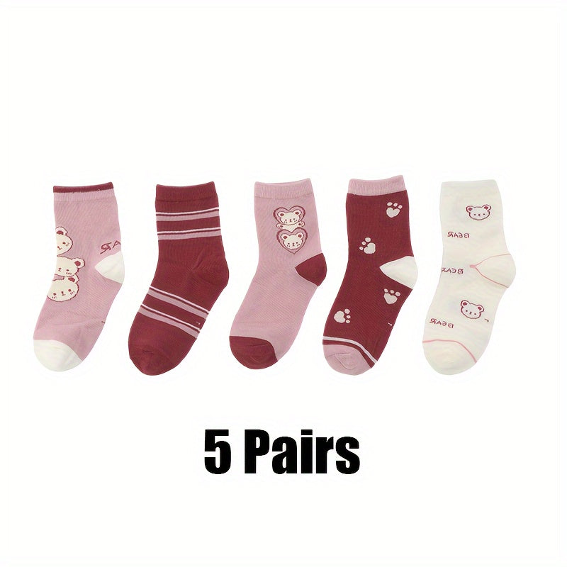 Boy's Cartoon Striped Crew Socks Breathable Casual Style Unisex Socks