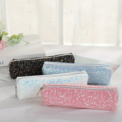 Sparkling Pencil Case Storage Bag Minimalist Cylinder Design